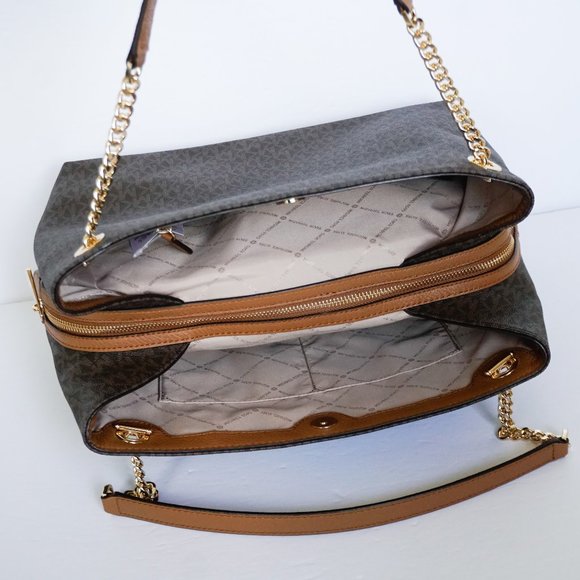 Michael Kors Jet Set Item LG Chain Tote MK Brown - Picture 7 of 8